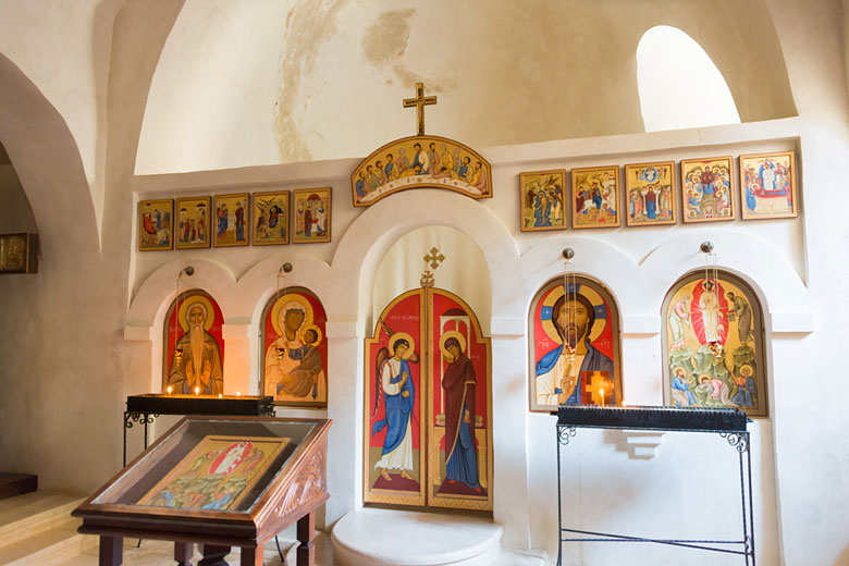 Colourful Russian icons inside the David Gareja Monastery Colourful Russian icons inside the David Gareja Monastery